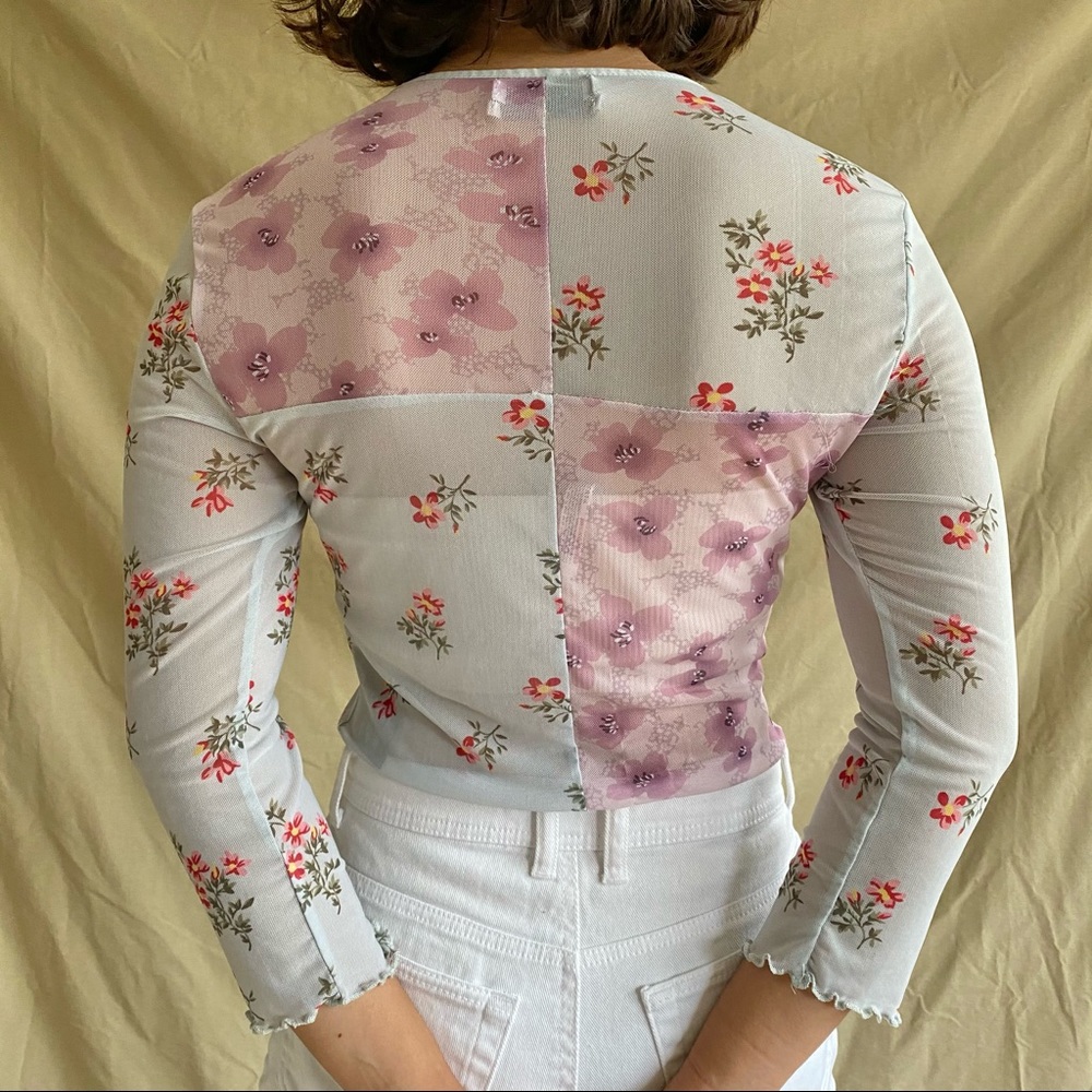 Uo Floral Patchwork Mesh Top - image 4